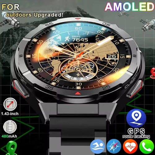 2025 nuevo reloj inteligente deportivo GPS para hombres 1,43 pulgadas HD AMOLED pantalla brújula Bluetooth llamada ritmo cardíaco reloj inteligente resistente al agua 2025 nuevo
