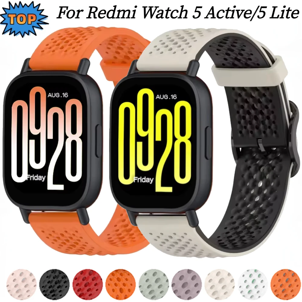 Correa de silicona de 20mm y 22mm para Redmi Watch 5, pulsera activa cómoda y transpirable para Redmi Watch 5 Lite, accesorios para reloj inteligente