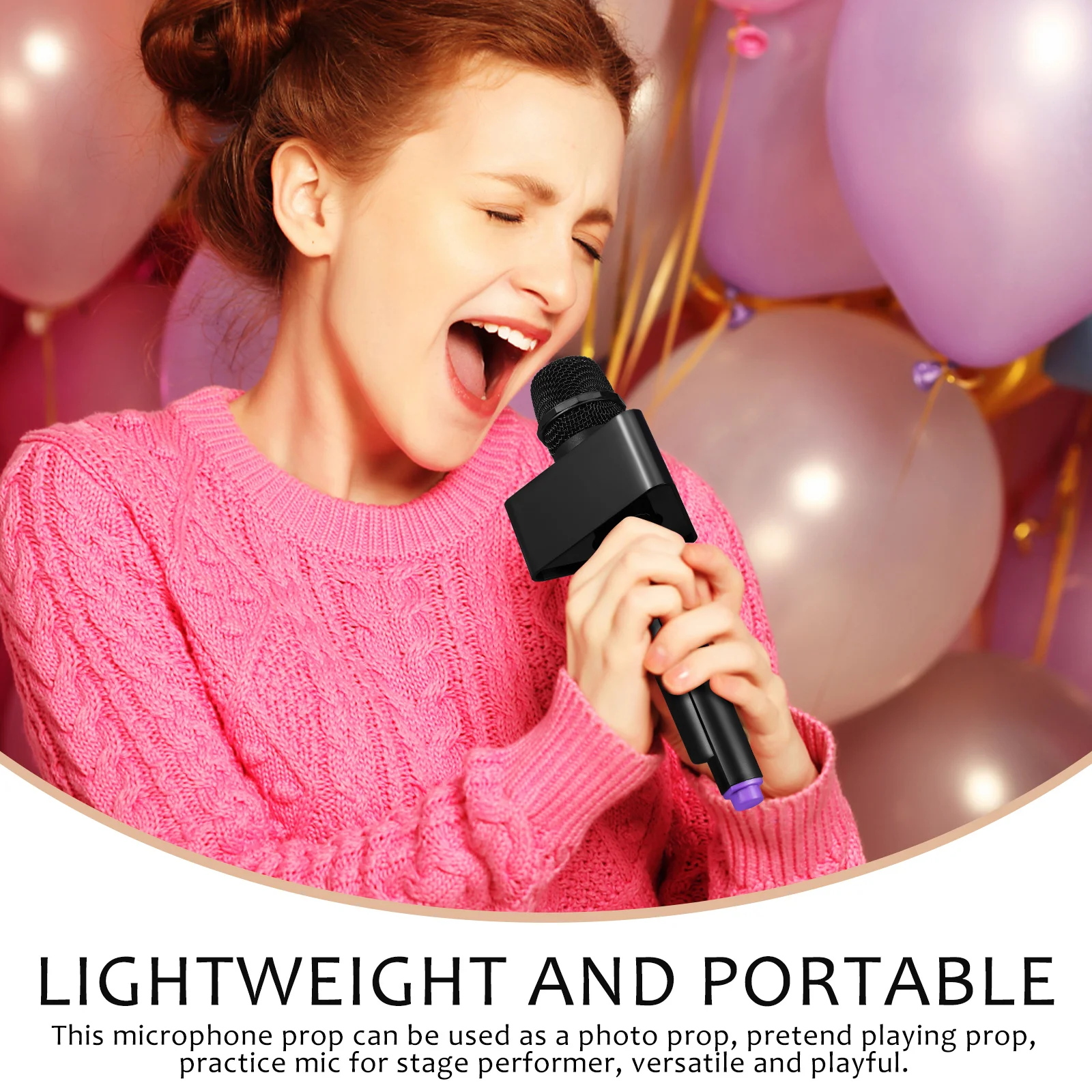 

1PC Fake Purple Tail Black Mic Flag Triangle Stage Performance Prop Kids Musical Instrument Microphone Plaything Plaything