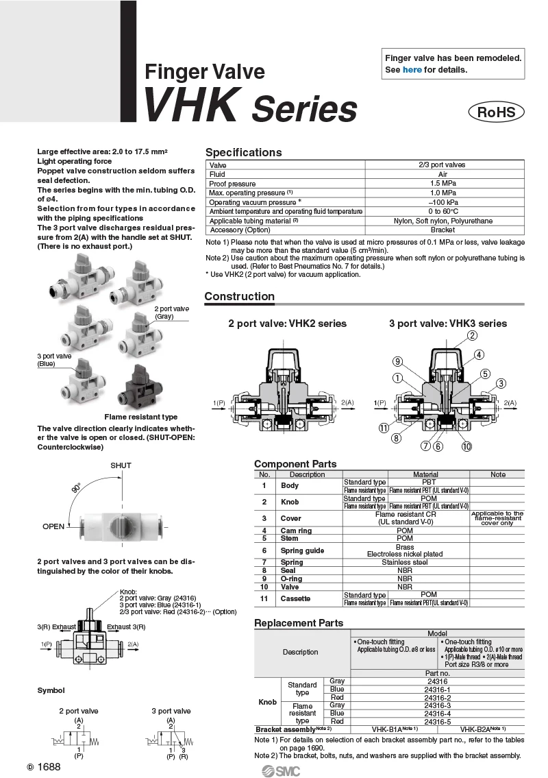 5 Stück manueller Ventilschalter der Marke AFR für Trachea VHK2 VHK3 Serie VHK2-04F-04F VHK2-12F-12F VHK3-08F-06F VHK3-12F-10F – Detail 3