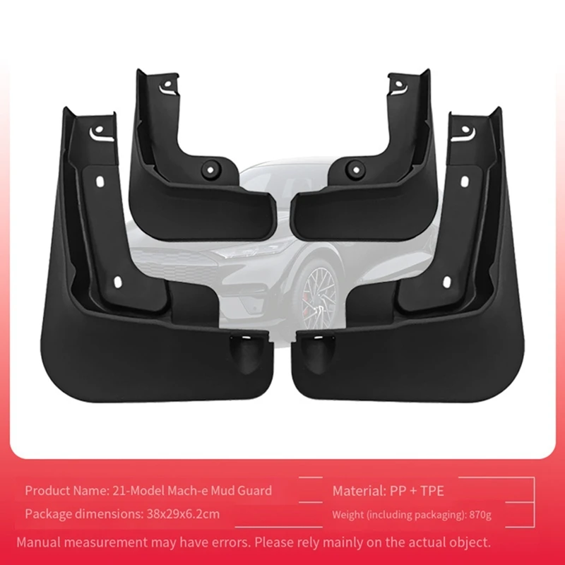 NCSMT 4PCS Front & Rear Mud Guards Splash Guards Automotive Parts for Ford