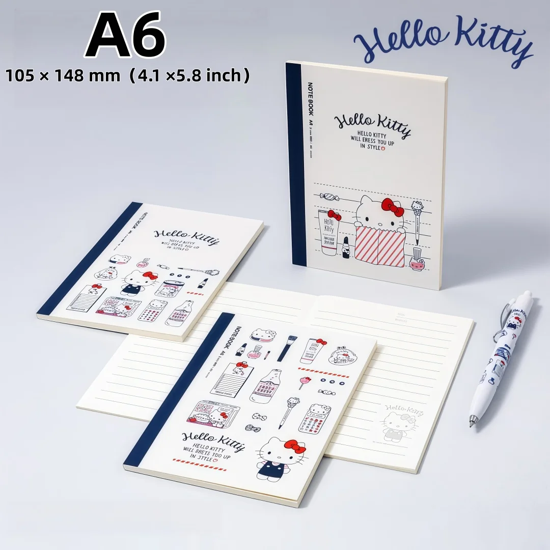 1/4/8Pc Hello Kitty Genuine A6 Pocket Notebook Sanrio Cartoon Portable Notepad Student Lined Journal Small Notebook