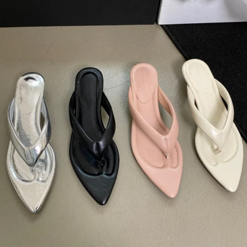 Low Heel Footwear Women Wedges Slippers Slides Sandals Shoes Fashion Pointed Toe Ladies Wedges Slippers Design Female Flip Flops