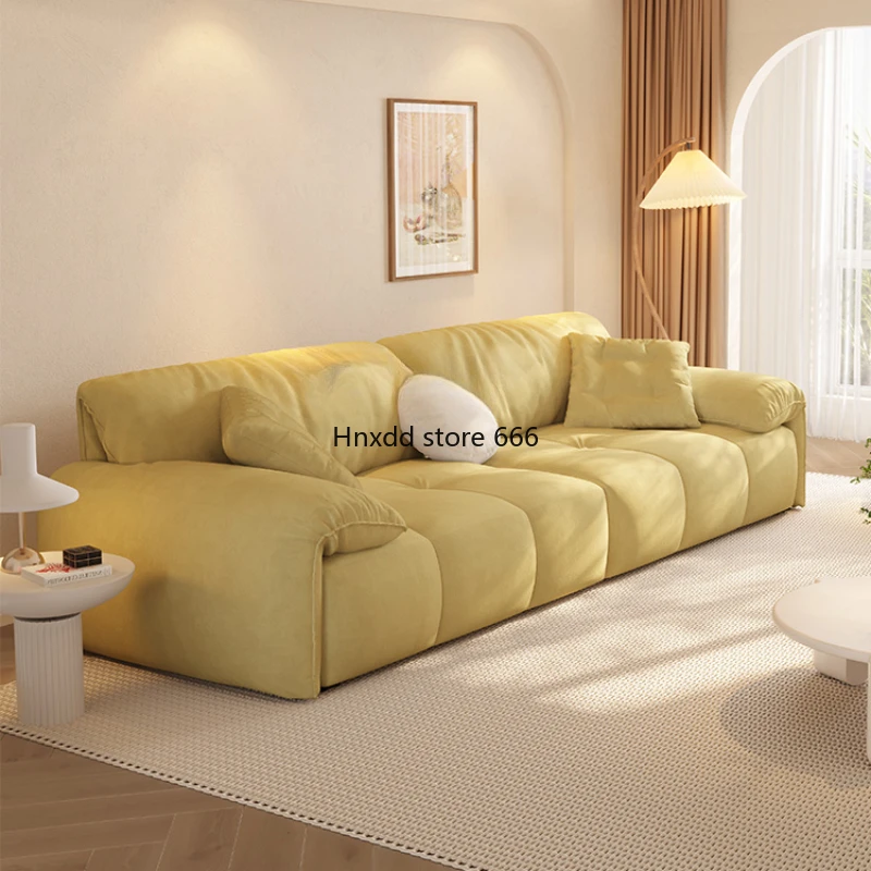 Cream Style Sofa Living Room Straight Row Sofa Elephant Ear Italian Fabric Sofa