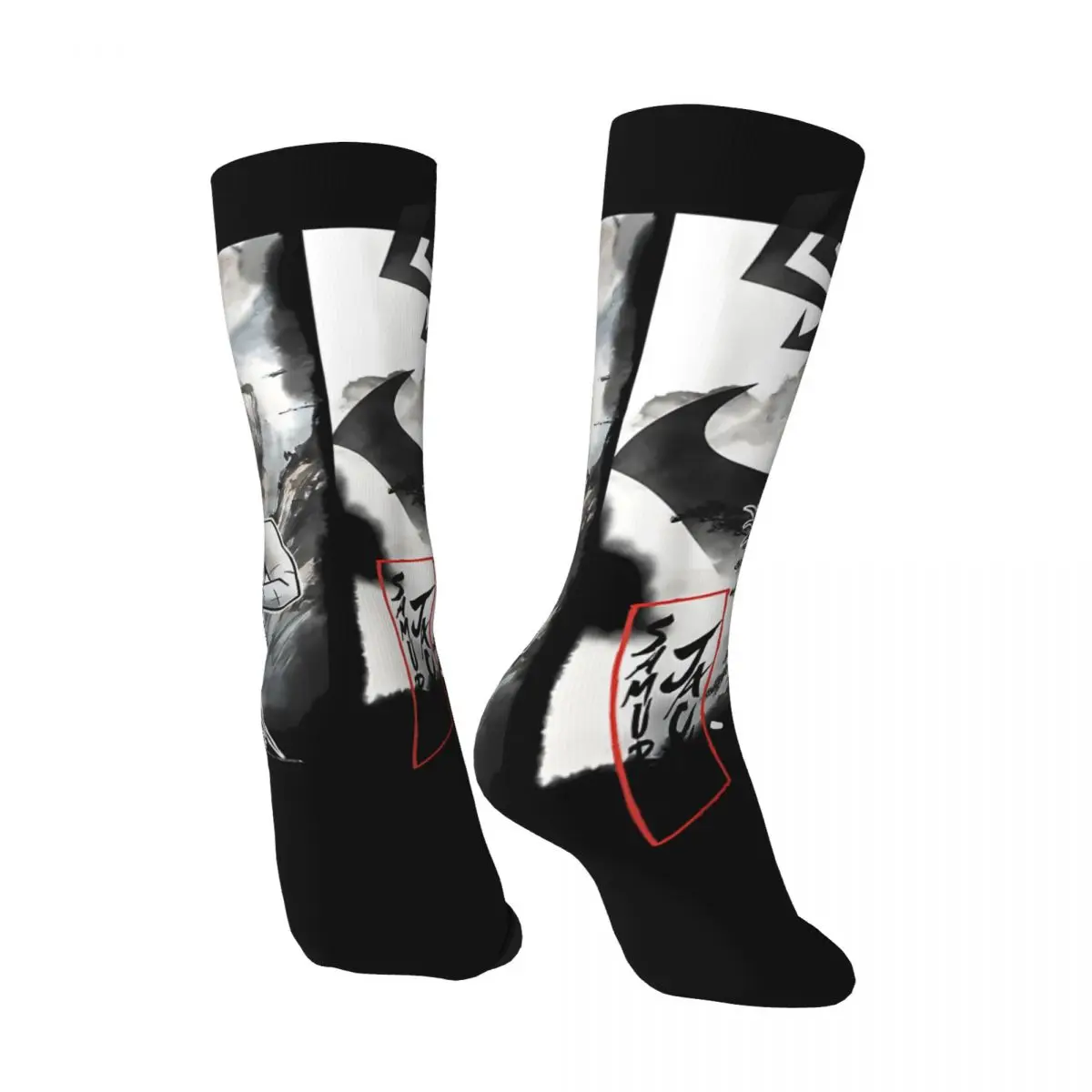 Retro Jack Watercolor Men's compression Socks Unisex Samurai Jack Street Style Pattern Printed Novelty Crew Sock