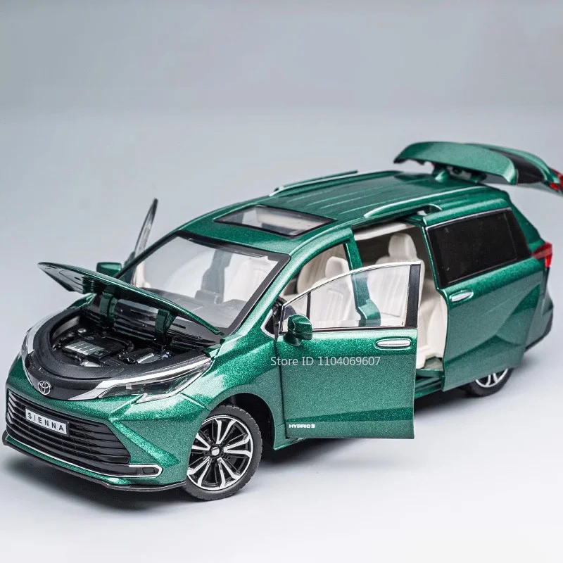 SIENNA MPV Van-Spielzeugautomodell im Maßstab 1:24, Druckguss-Miniatur, zurückziehbare Ton- und Lichttüren, zu öffnende Sammlung, Geschenke für Jungen und Kinder – Detail 1