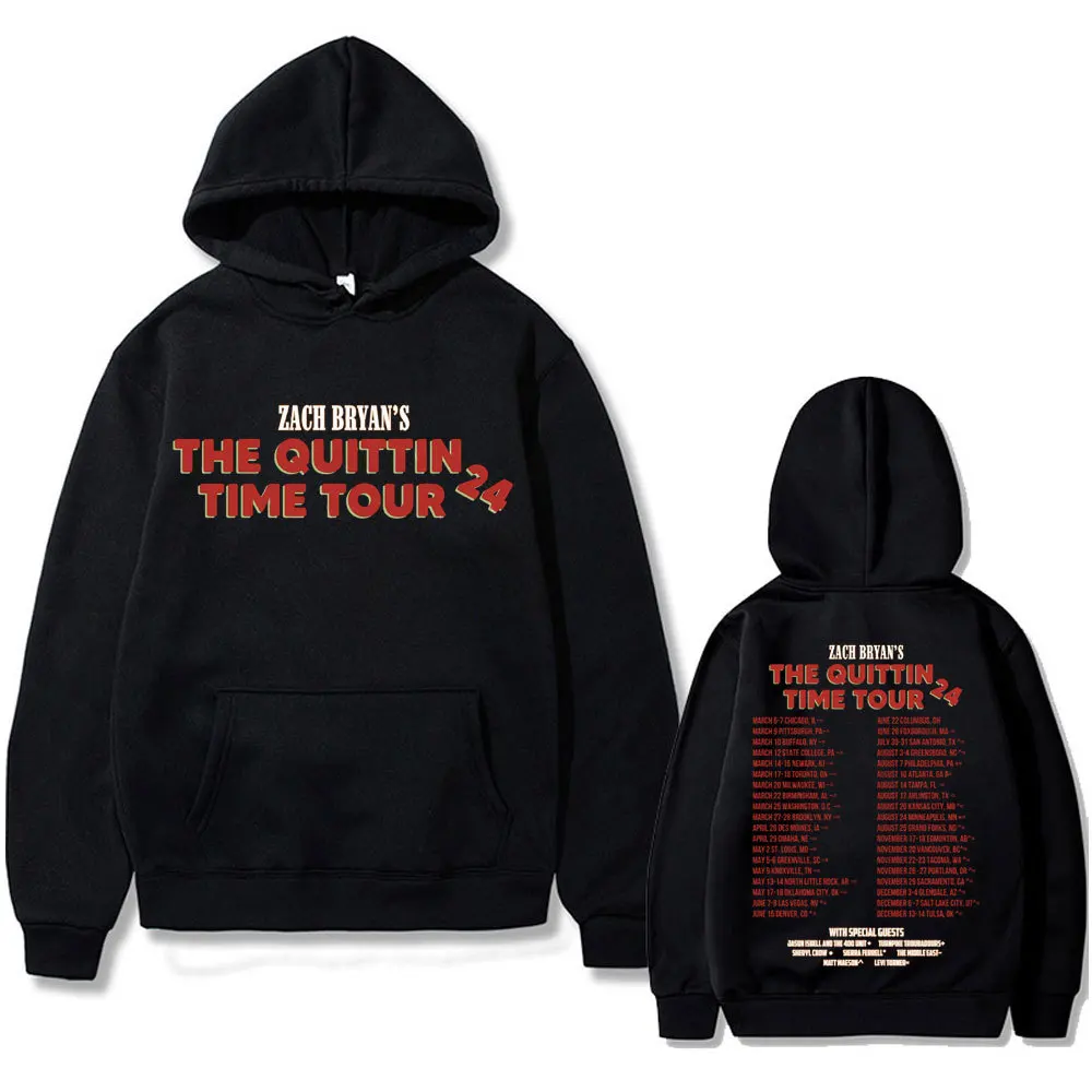 سترة بغطاء للرأس مطبوعة من The Quittin Time Tour للرجال والنساء، سترة بغطاء للرأس من الصوف للخريف، ملابس عادية بأكمام طويلة، ملابس خروج عصرية