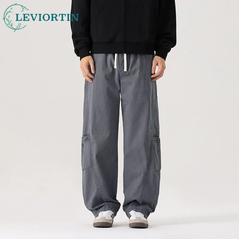 

Men's Spring and Autumn 2025 New Youth Trendy Loose Casual Versatile Simple Solid Color Straight Tube Casual Pants MK6072