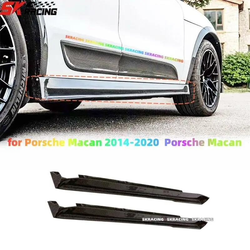 Carbon Fiber Side Skirts Extention Splitter Lip Fits for Porsche Macan 2018-2020