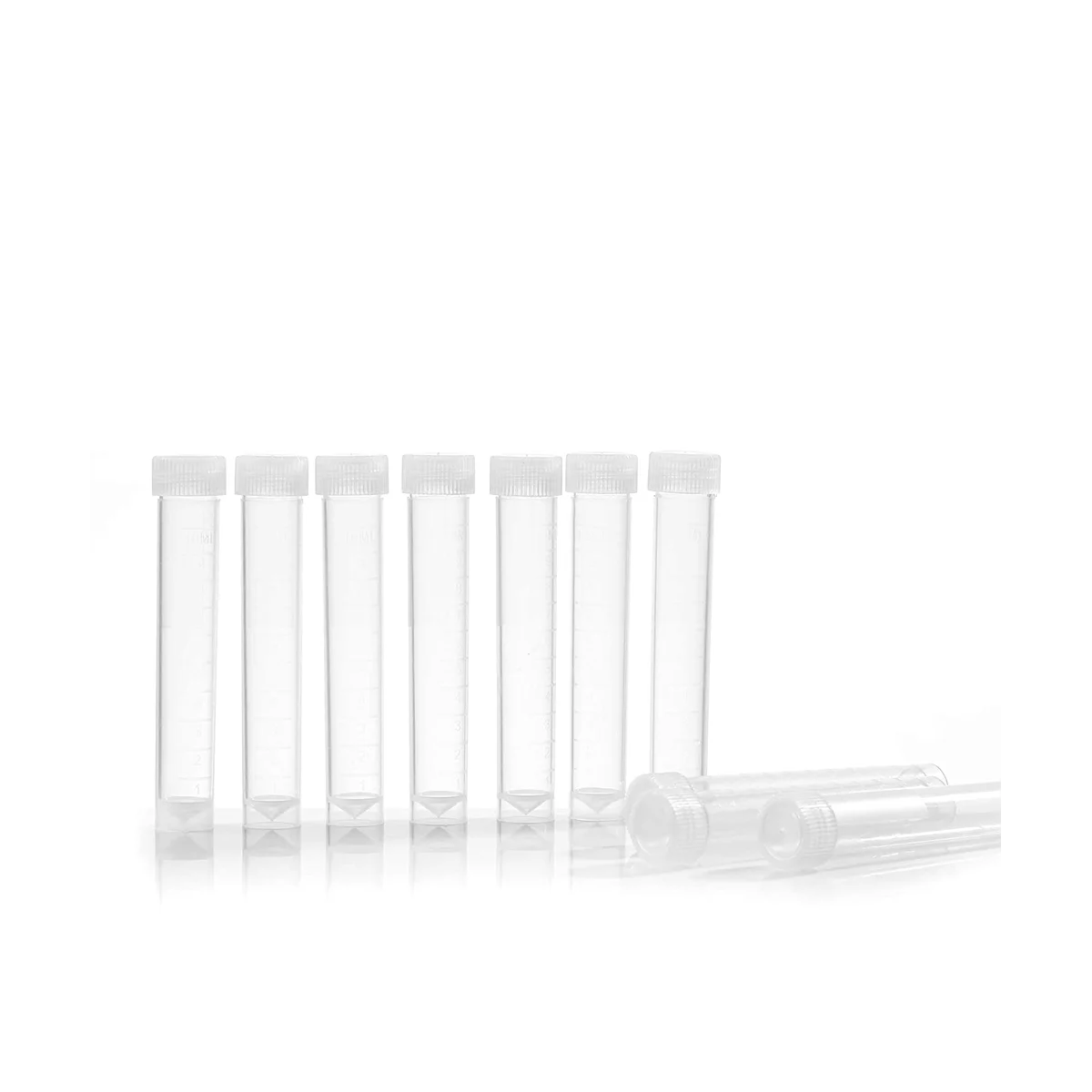 100Pcs 10Ml Lab Plastic Freeze Test Tubes Vial Seal Cap Container for Laboratory School Educational