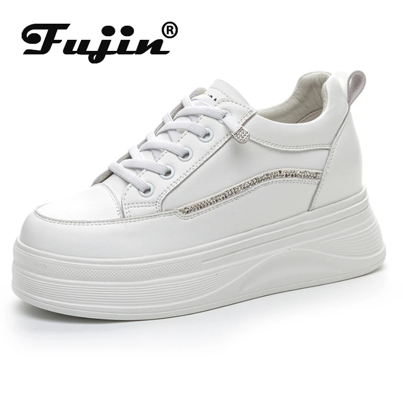 Fujin 7cm Genuine Leather Vulcanize Summer Vulcanize Women Chunky Sneaker Loafer High Brand Comfy Spring Autumn Platform Shoes