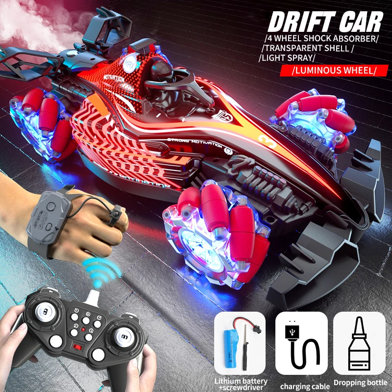 

JJRC Q186 Drift RC Car Dual Contol Gesture Control with Light Music 2.4G Wireless Remote Control Racing Spray Stunt Car Xmas