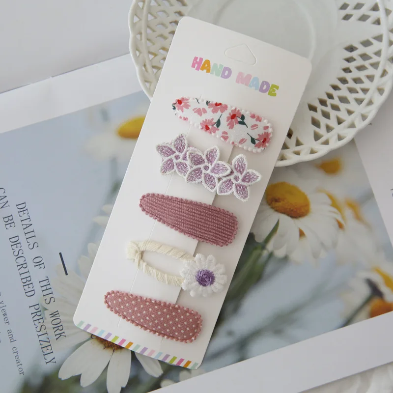 

Daisy Hairpins 5Pcs BB Clips Set Pastel Floral Barrettes for Girls Beige Purple Blue Green Orange Sweet Ins Style Kids Hair