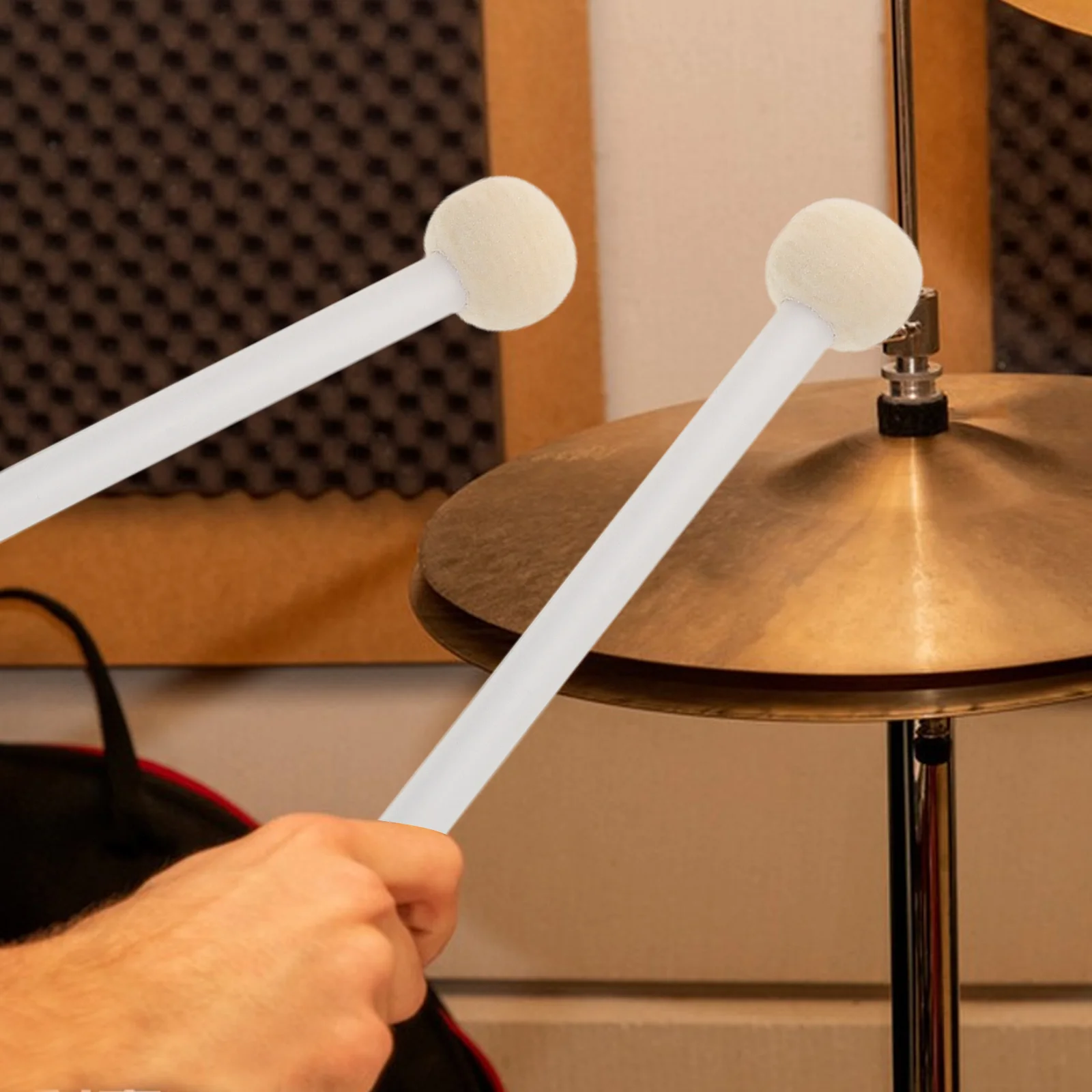 

2 Pcs Timpani Sticks Bass Drum Beaters Classic Music Drumsticks Major Rods Concert Bamboo White Mallet Kit Fitness