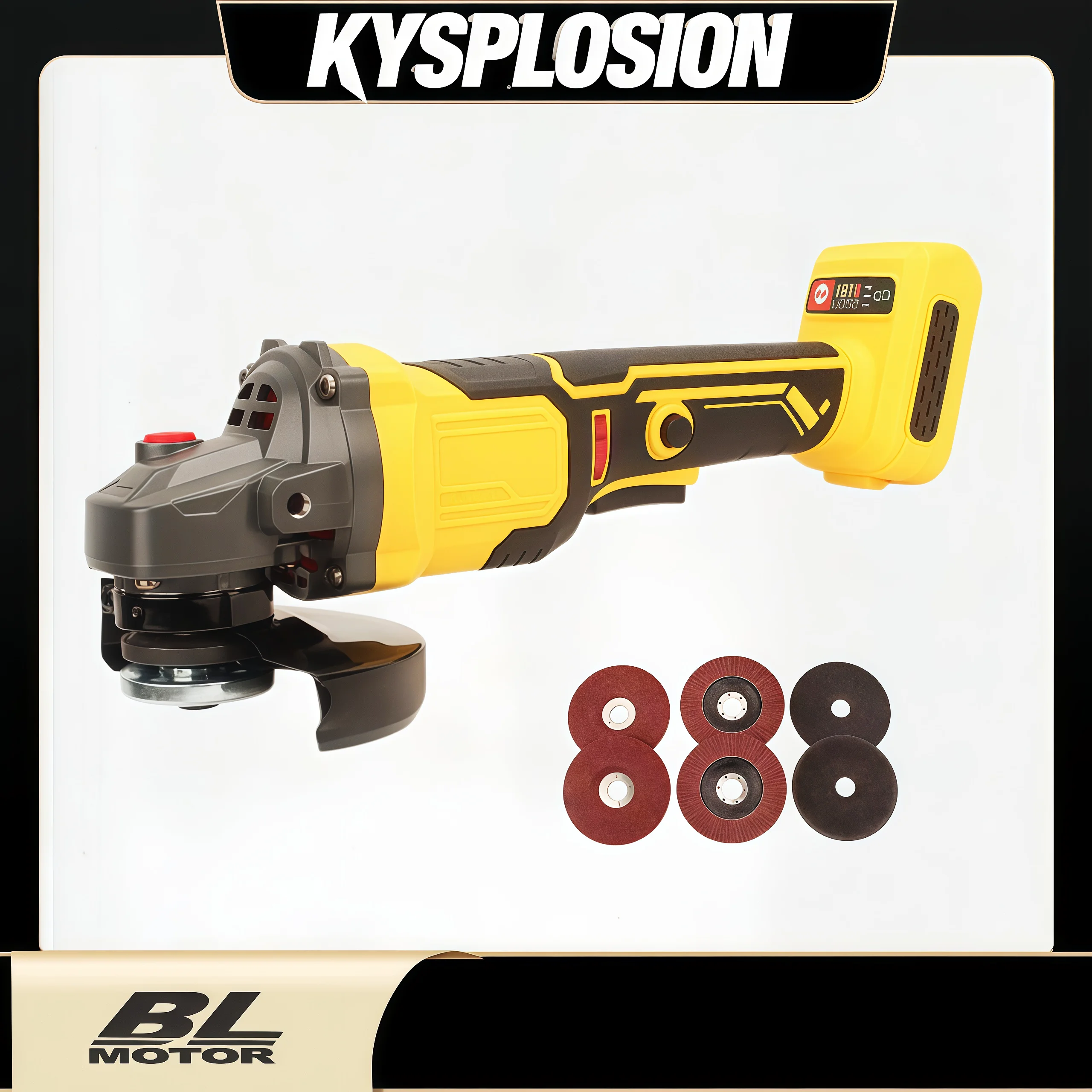Brushless Cordless Angle Grinder 6 Variable Speed with 4 Gear Button Mode 125mm For Dewalt 20V Battery