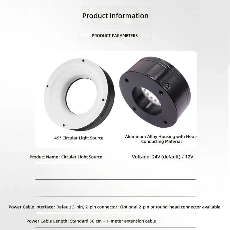 for Machine Vision Ring Light 45 Degree LED Source for Automated CCD Camera Inspection Microscope Lighting