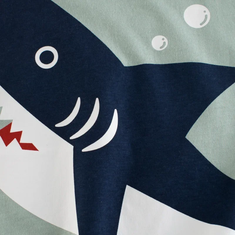 2024 Trendy Summer Children\'s Clothing New Boys Short Sleeve T-Shirt 3D Cartoon Shark Print Tops Tees Kids Clothes Dropshipping