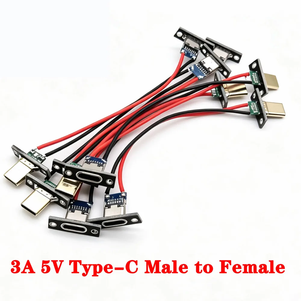 100pcs USB 3.1 Type-C Connector 2P 4P 3A 5V Male / Female Socket Receptacle Adapter to Solder Wire Cable 4Pins Support PCB Board