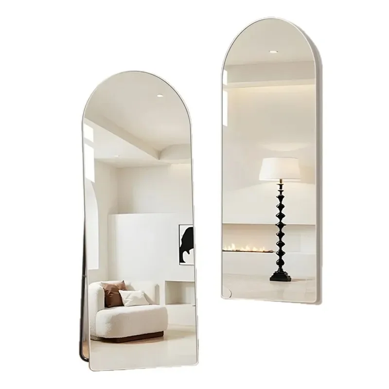 Cream Full Length Floor Mirror for Dance Yoga Pilates Fitness Wall Mounted Large Body Reflection Glass Home Gym Decor