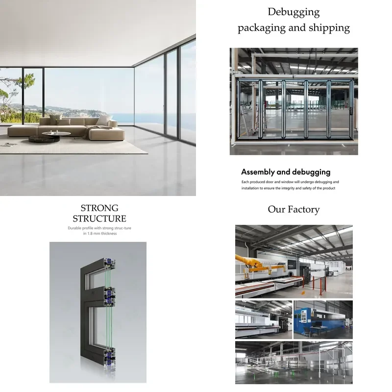 for Hurricane-proof three-layer laminated security glass bridge aluminum alloy modern villa windows  85