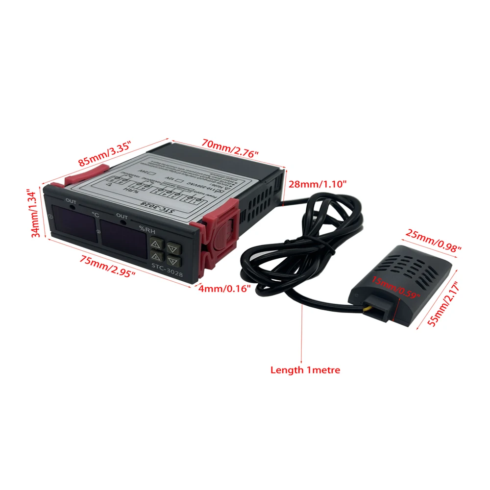 المزدوج الرقمية ترموستات درجة الحرارة الرطوبة التحكم STC-3028 ميزان الحرارة الرطوبة حاضنة تحكم التيار المتناوب 220 فولت تيار مستمر 12 فولت 24 فولت