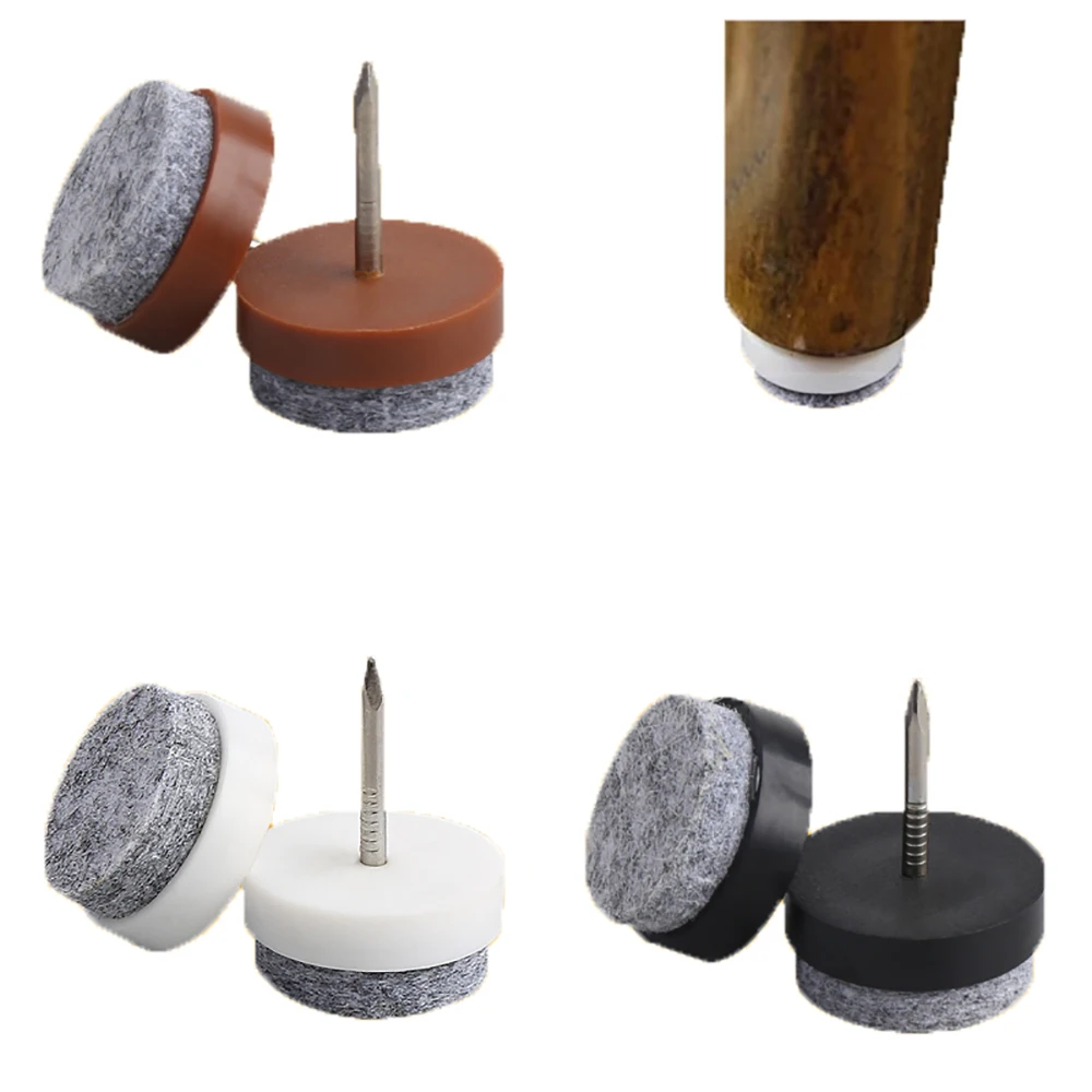 20Pcs Screw-on Furniture Felt Pad Nail on Chair Leg Floor Protectors Glide Round Slider Screw-in for Chair Table Furniture