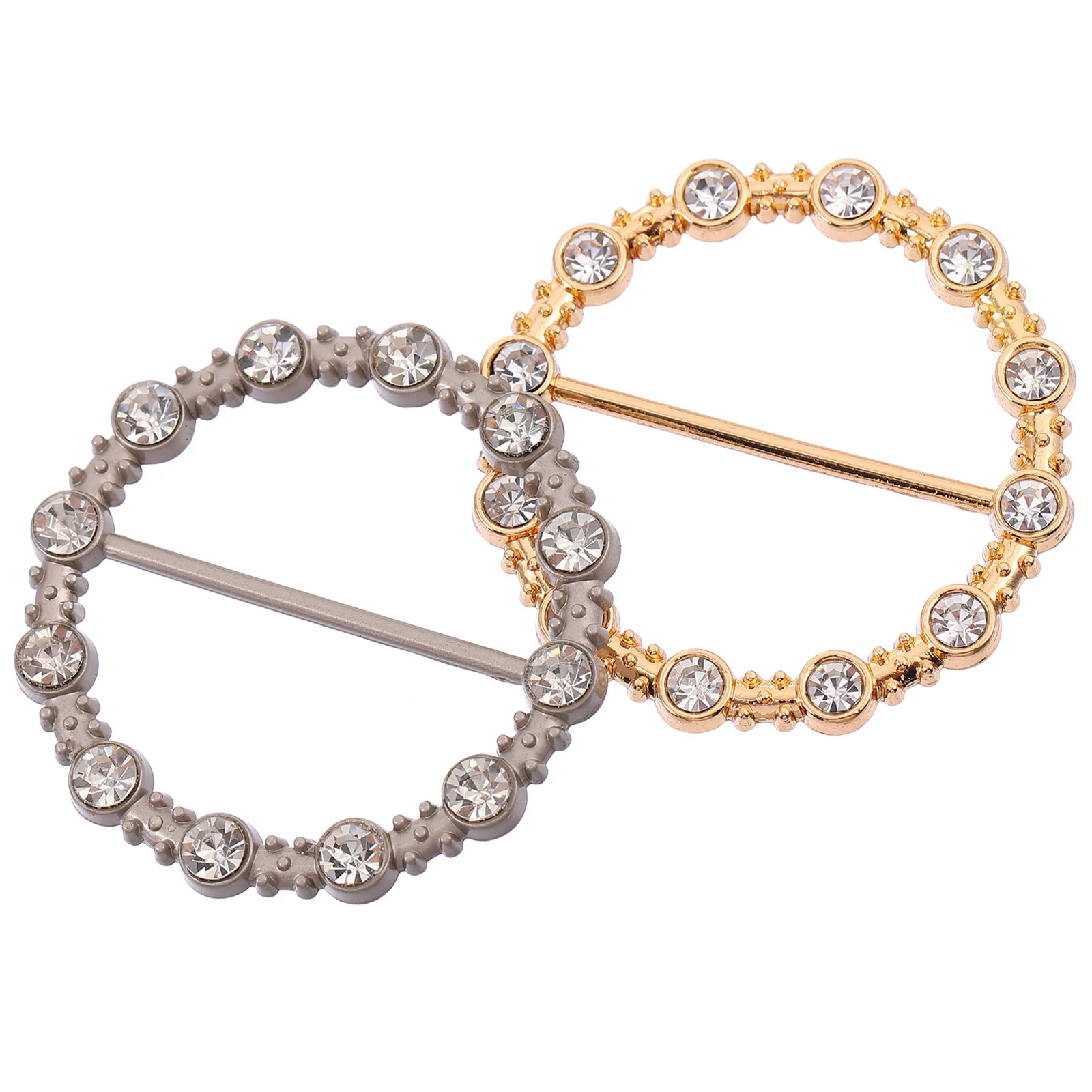 2 قطعة مشبك تي شيرت وشاح دائري حلقة الملابس زر الزاوية تقليد الماس مشبك الزخرفية ل وشاح حريري تي شيرت الإكسسوار