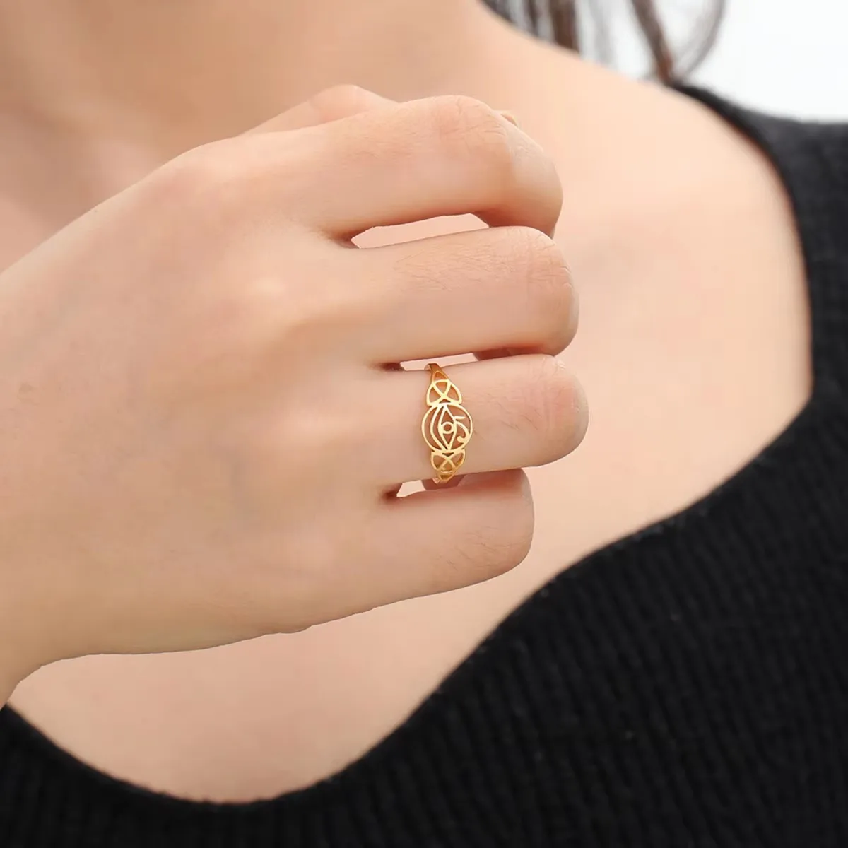 LIKGREAT Stainless Steel Ancient Egypt Ra Udjat Ring Eye Of Horus Celtics Knot Ring for Women Protection Amulet Egyptian Jewelry