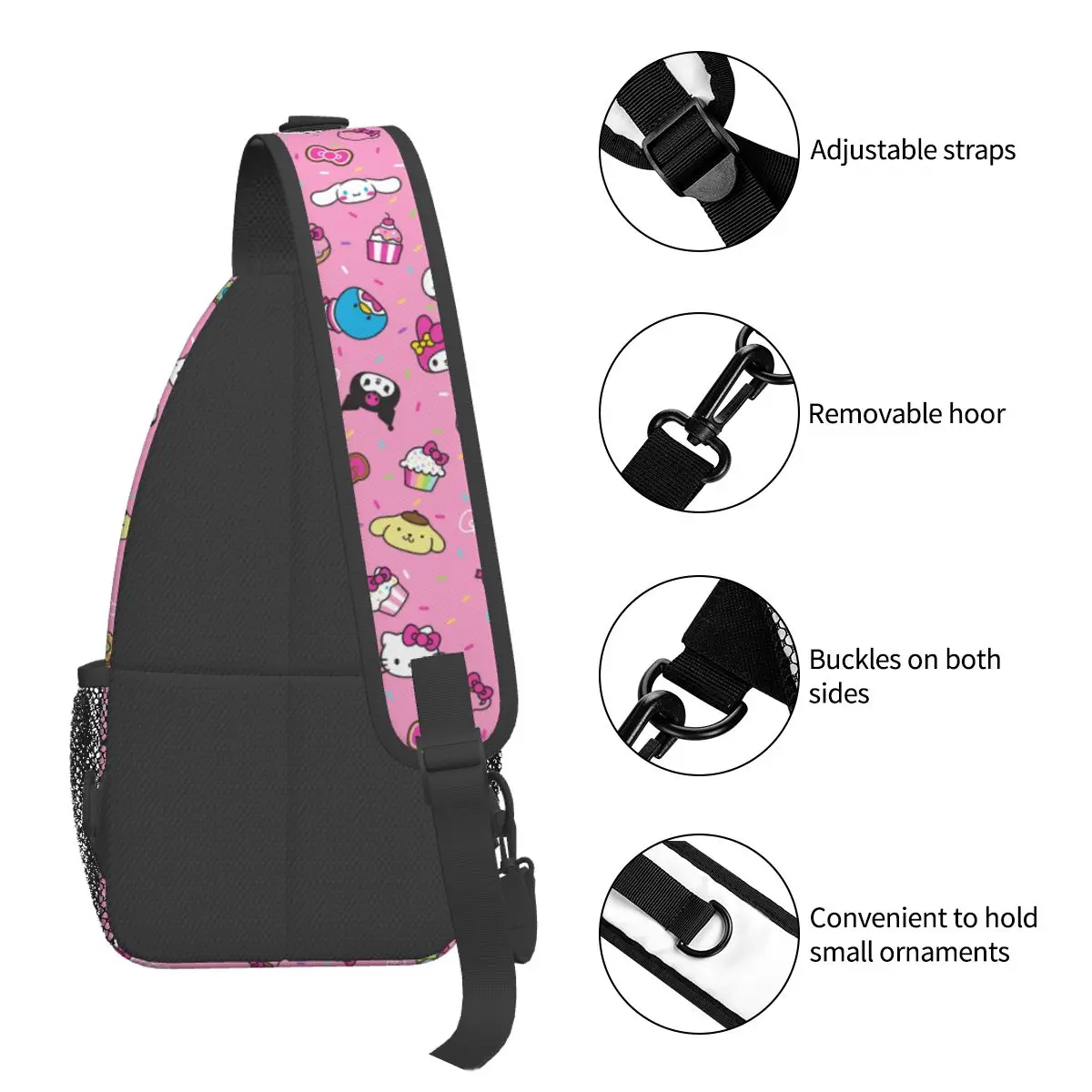 Sanrio Charaktere Cross body Schulter taschen bedruckte Brusttasche Hallo Kitty Kuromi Schulter rucksack Tages rucksack für Outdoor-Reisetasche