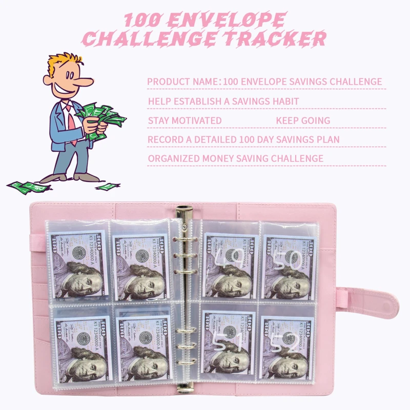 Envelope Challenge Binder Save Savings Challenges Loose-Leaf Binder Budget Binder With Cash Envelopes Money Organizer System view 6