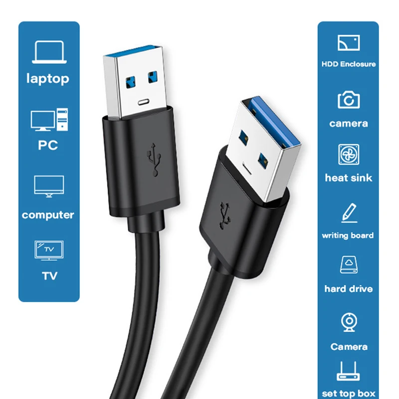 USB 3.0 Extension Cable USB Male to Male 5Gbps Fast Transmission Data Cable USB3.0 For Computer Laptop to Mobile Hard Drive TV