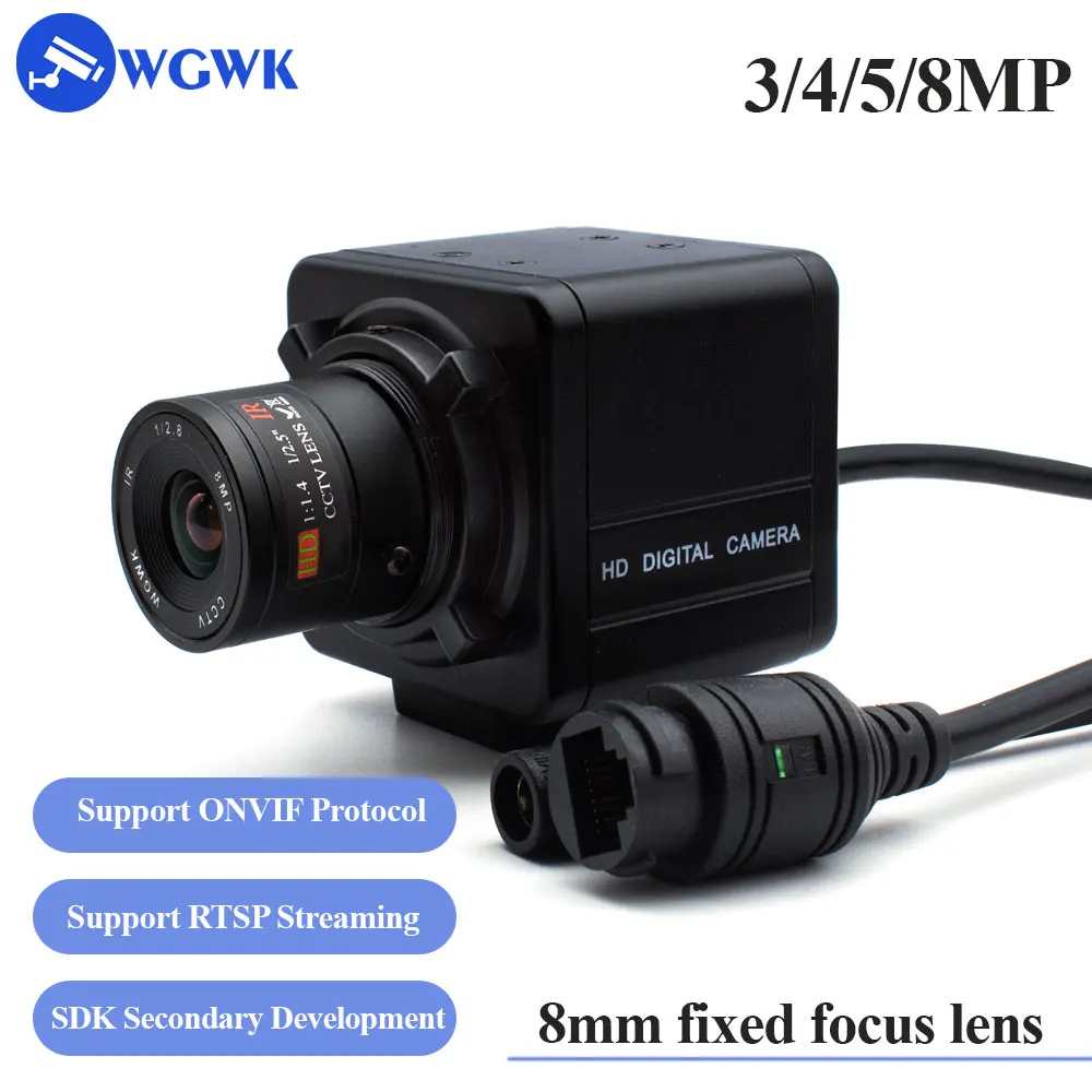 

WGWK Mini Camera 3/4/5/8MP CMOS Security CCTV POE H.265+ With 8mm Fixed Focus CS Lens P2P IP POE48V Onvif Industrial Camera