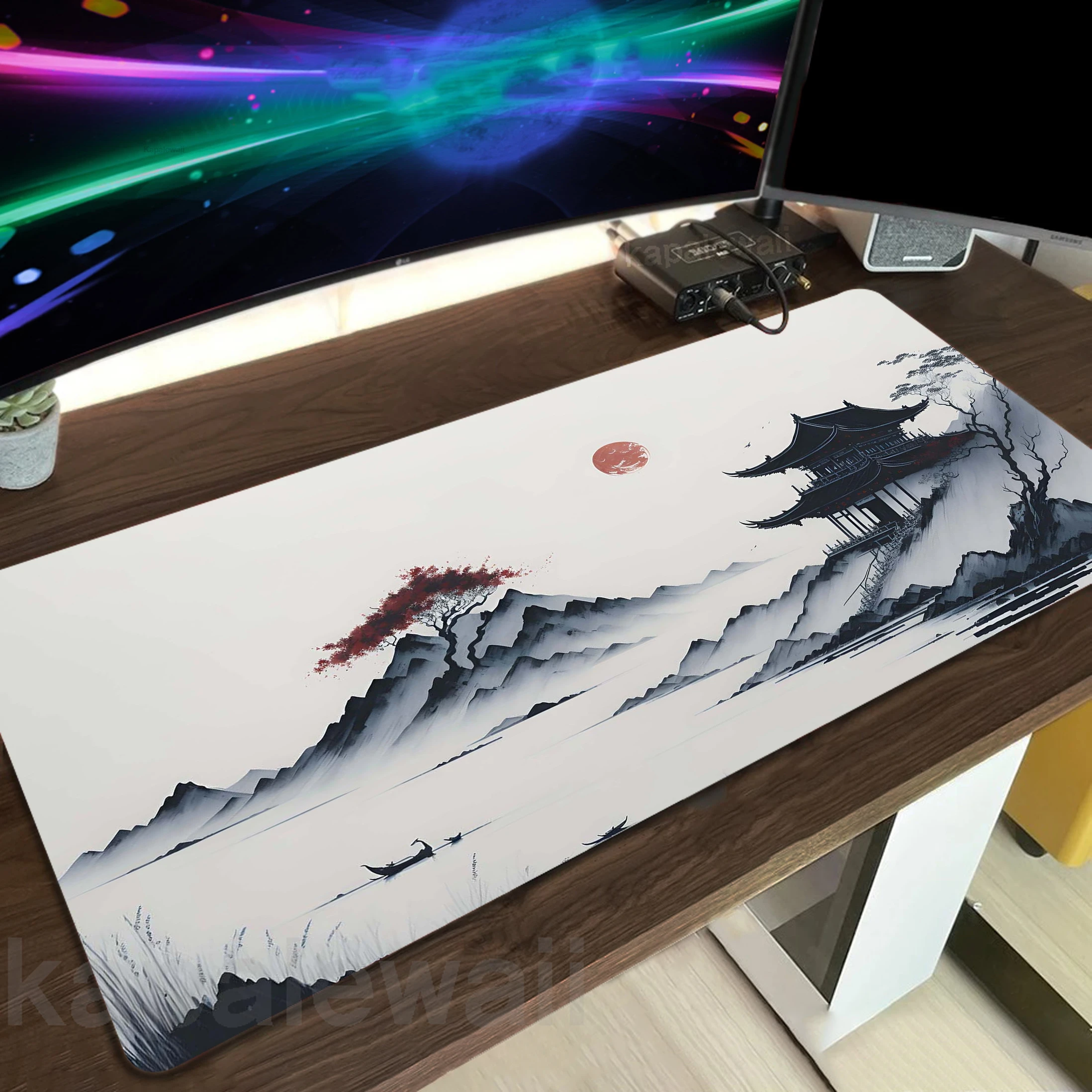 Mountain Serenity Japan Art Mouse Pad Gaming Setup Accessories Mousepad Anti-slip Desk Mat Locking Edge Mouse Pads Keyboard Mat