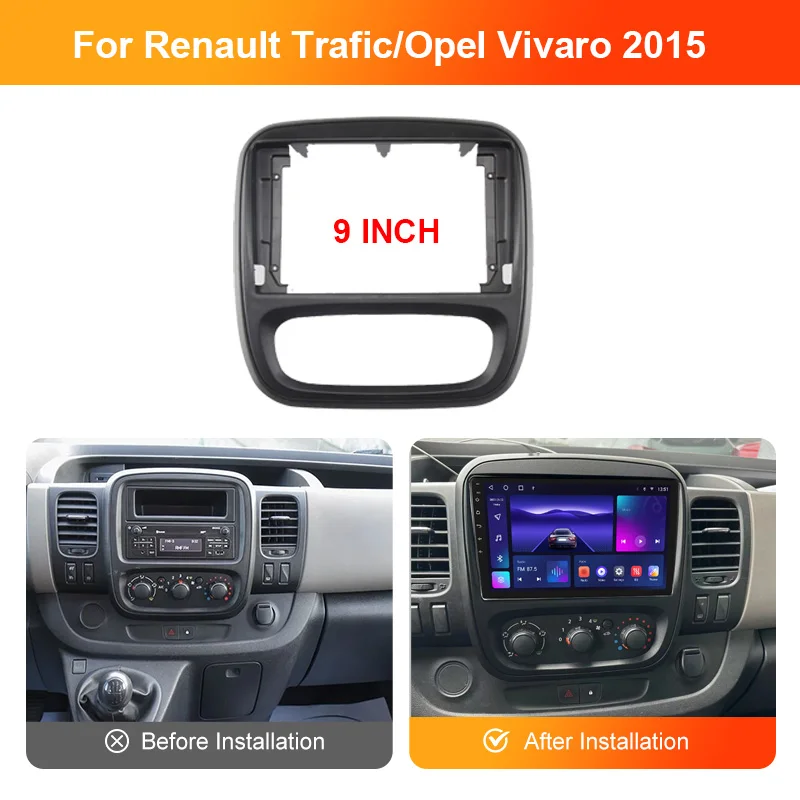 Car Frame FasciaFor RENAULT TRAFIC/OPEL VIVARO 2006-2015 9/10.1 inch  Adapter Decoder Android Radio Dash Fitting Panel Kit