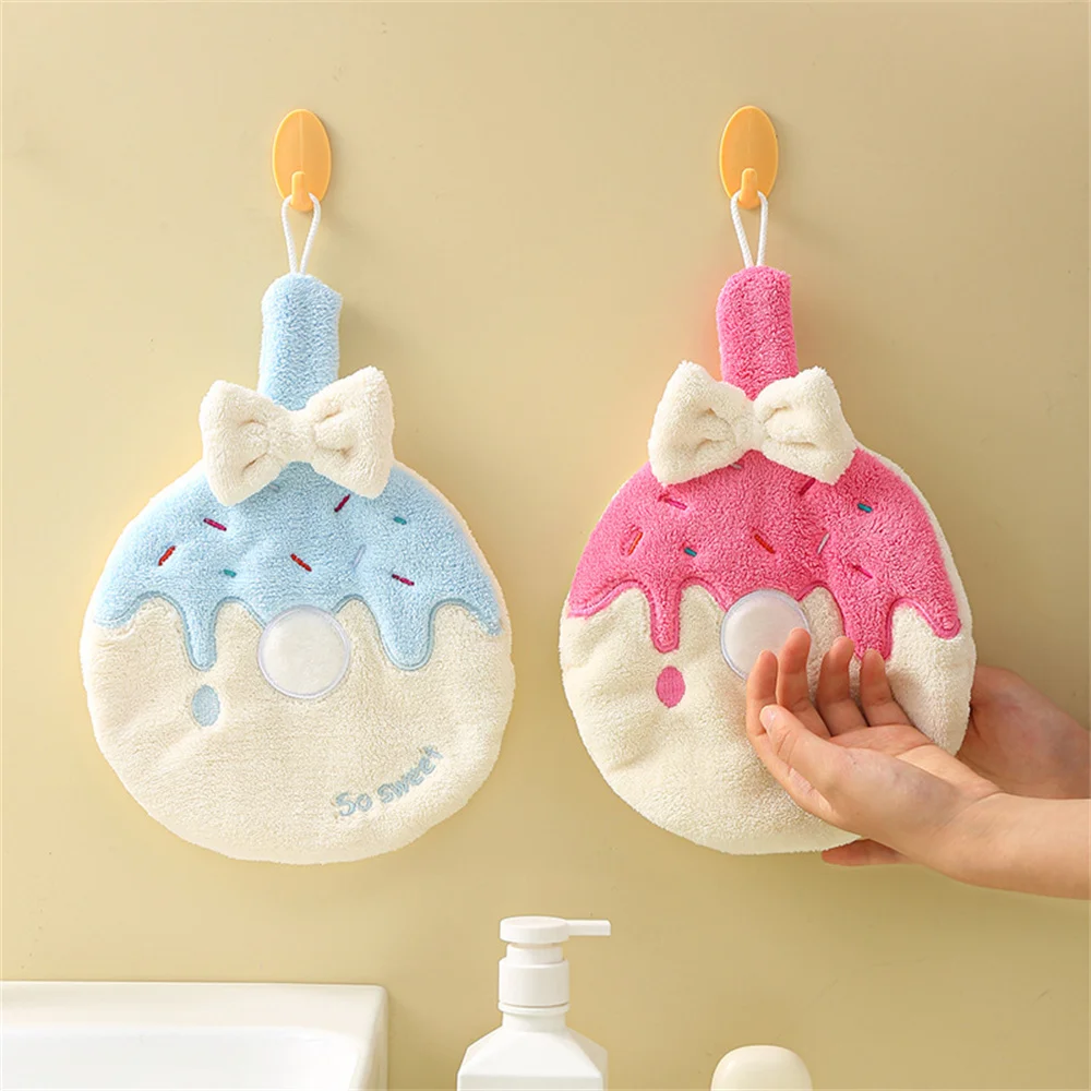 

1PC Cartoon Cute Hand Towel Water Absorbent Color-matching Water-absorbent Handkerchief Household Kitchen Restroom Wipe