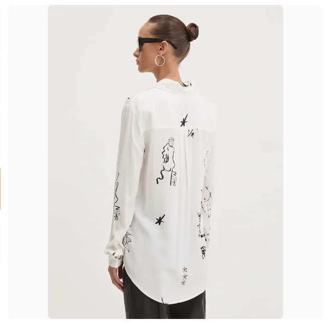 Foreign trade original order, Spanish new product, embroidered print, spring and summer cool casual women's shirt