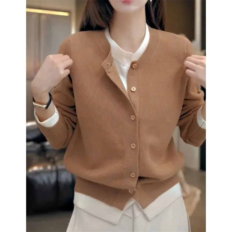 2024 Lady Fake Two Items Sweater Cardigan Autumn Female Large Size 5XL Knitwear Korean Women Fashion Splicing Together Knitting