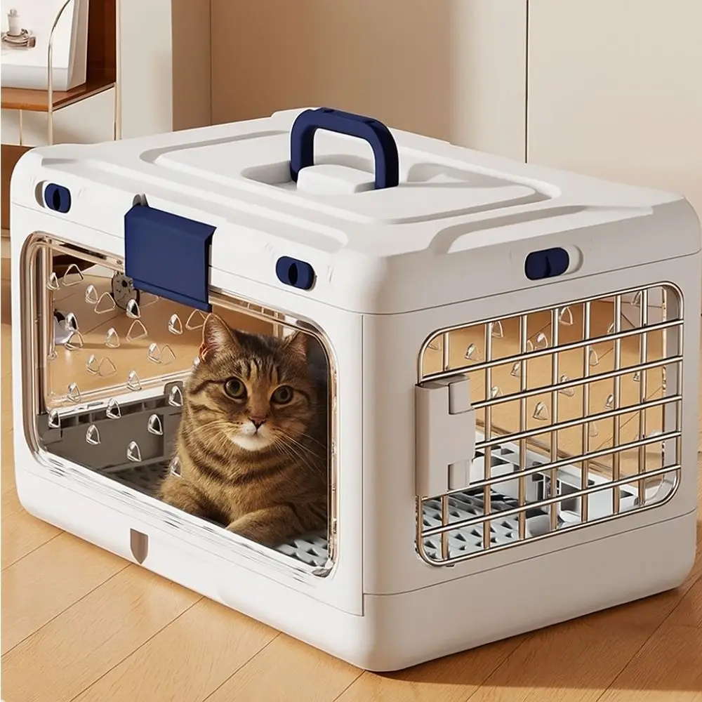 

Collapsible Pet Carrier Box Breathable Thickening Cat Transport Box Plastic with Handle Dog Kennel Travel Transport