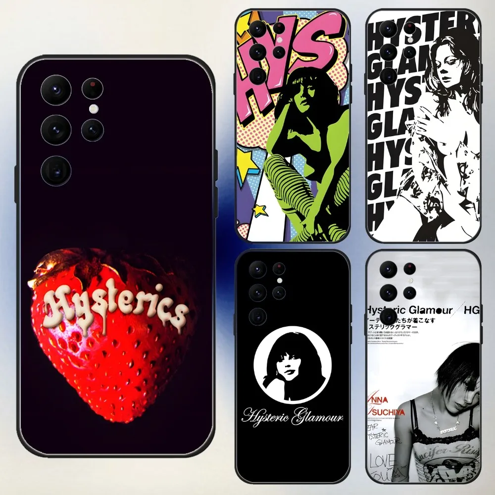 

Hysteric Glamour Gir Phone Case For Samsung S24,23,22,30,21,10,9,Ultra,Plus,Lite,FE,5G Black Soft Case