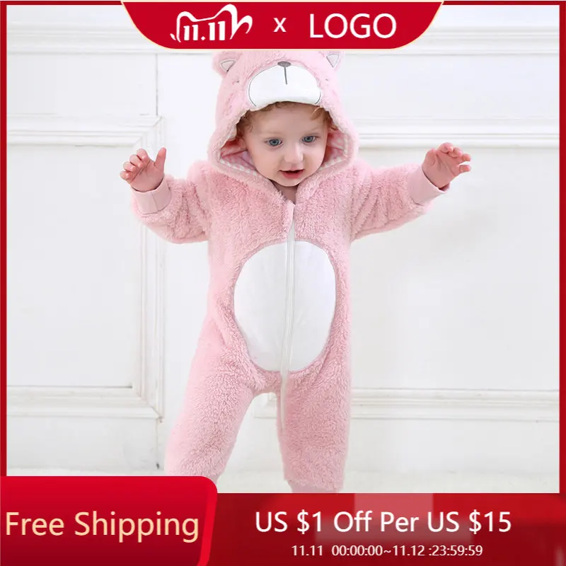 

Warm children's wear promotion bear style flannel jumpsuit children's wea