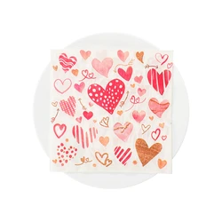 20pcs/Pack of 2 Layers Valentine's Day wedding Decorations table tissue love heart print Disposable Party Colorful paper Napkins