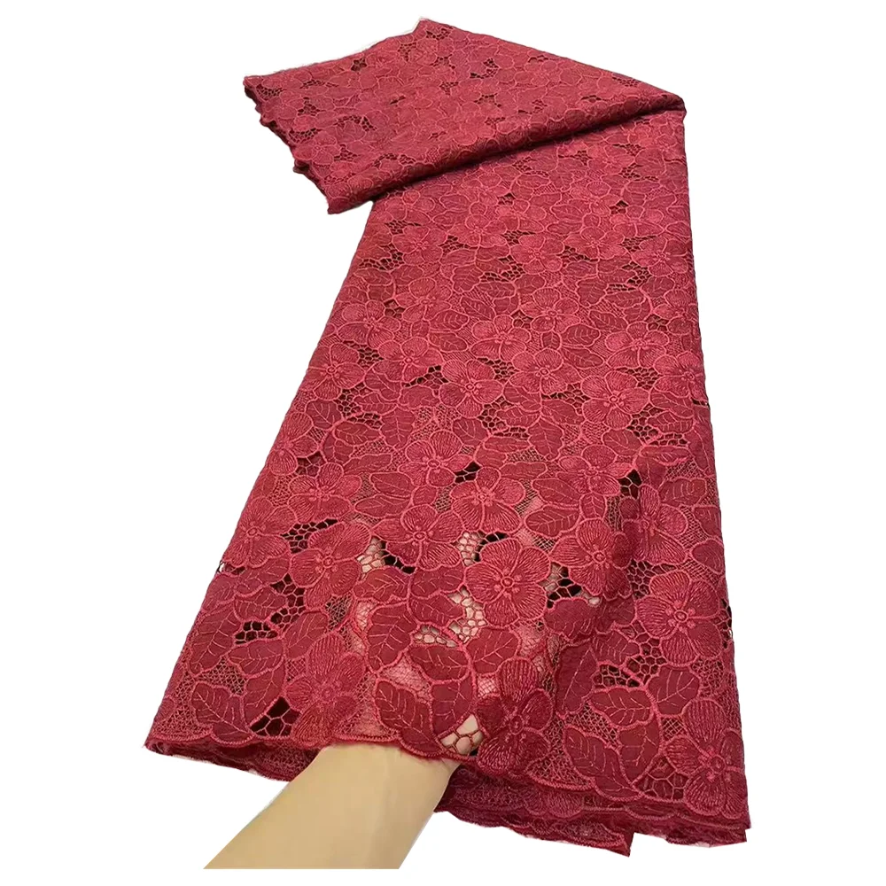 

Элегантная новейшая кружевная ткань с вышивкой, шитье для свадебного платья, 5 ярдов, женское 202, нигерийское африканское водорастворимое кружево