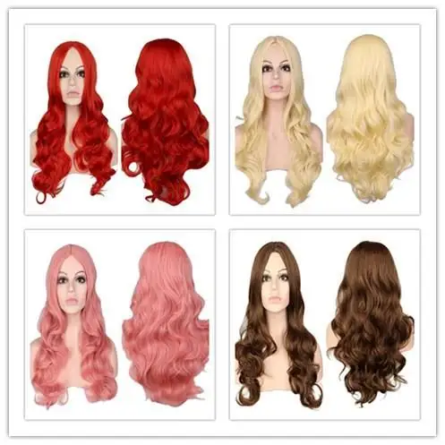 

Golden Bangs Middle Part Women's Wig Best Selling Long Curly Hair Full Head Cover Home Use High Temperature Silk Hair Extensions