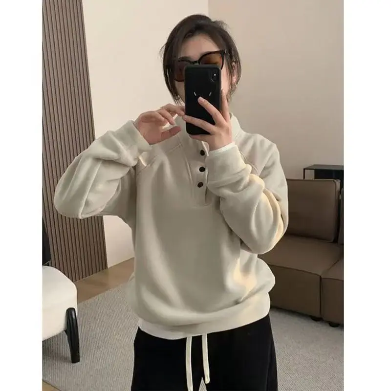 

Флисовая толстовка без шапки, женская тяжелая летняя с круглым вырезом и лентой на шнуровке, облегающая с круглым вырезом, с разрезом в стиле бохо, трехцветный режим, цветок, пастель