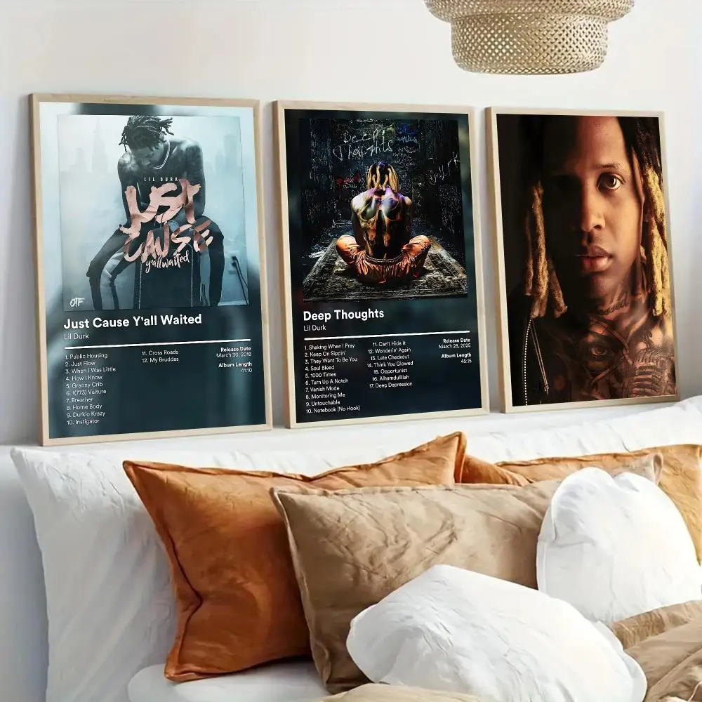 L-Lil Durk Rapper Singer Poster Modern Home Living Bedroom Bar Hallway Waterproof Wall Art Aesthetic Decor