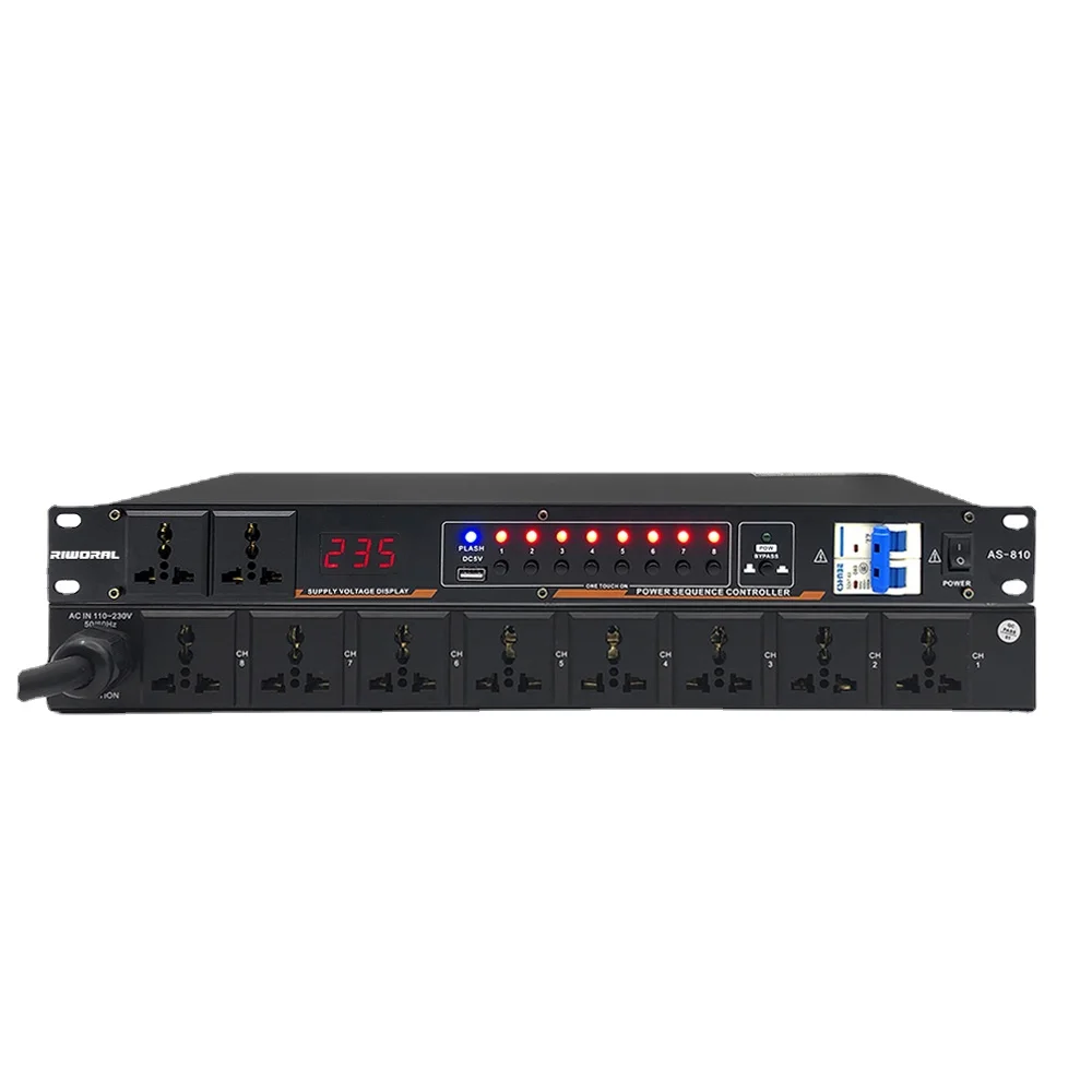 

AS810 8 Outlet 30A Audio Power Conditioner Power Sequencer Controller Power Sequencer with Separate Air Switch USB