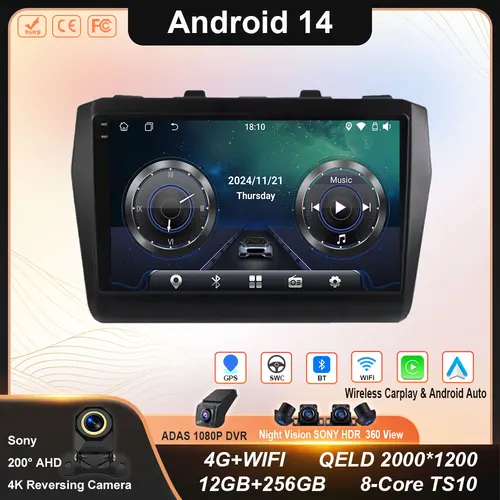 アンドロイド 14 Carplay カーラジオスズキスイフト 2016 2017 2018 2019 2020 2021 ナビゲーション GPS マルチメディアプレーヤー 8 グラム 256 ギガバイト DSP 2 din
