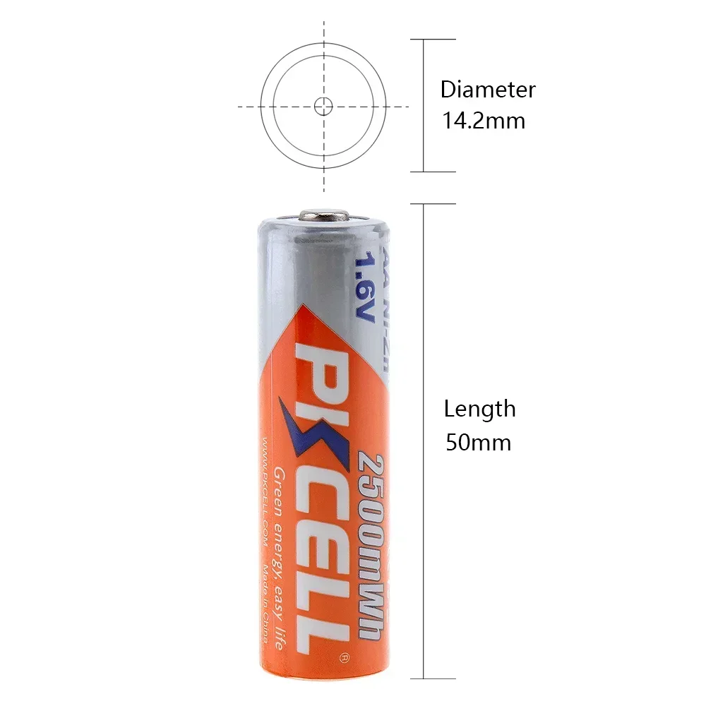 PKCELL 16pcs AA Battery NIZN AA 2500mWh 1.6V NI-Zn Rechargeable Batteries AA for Cameras Toys