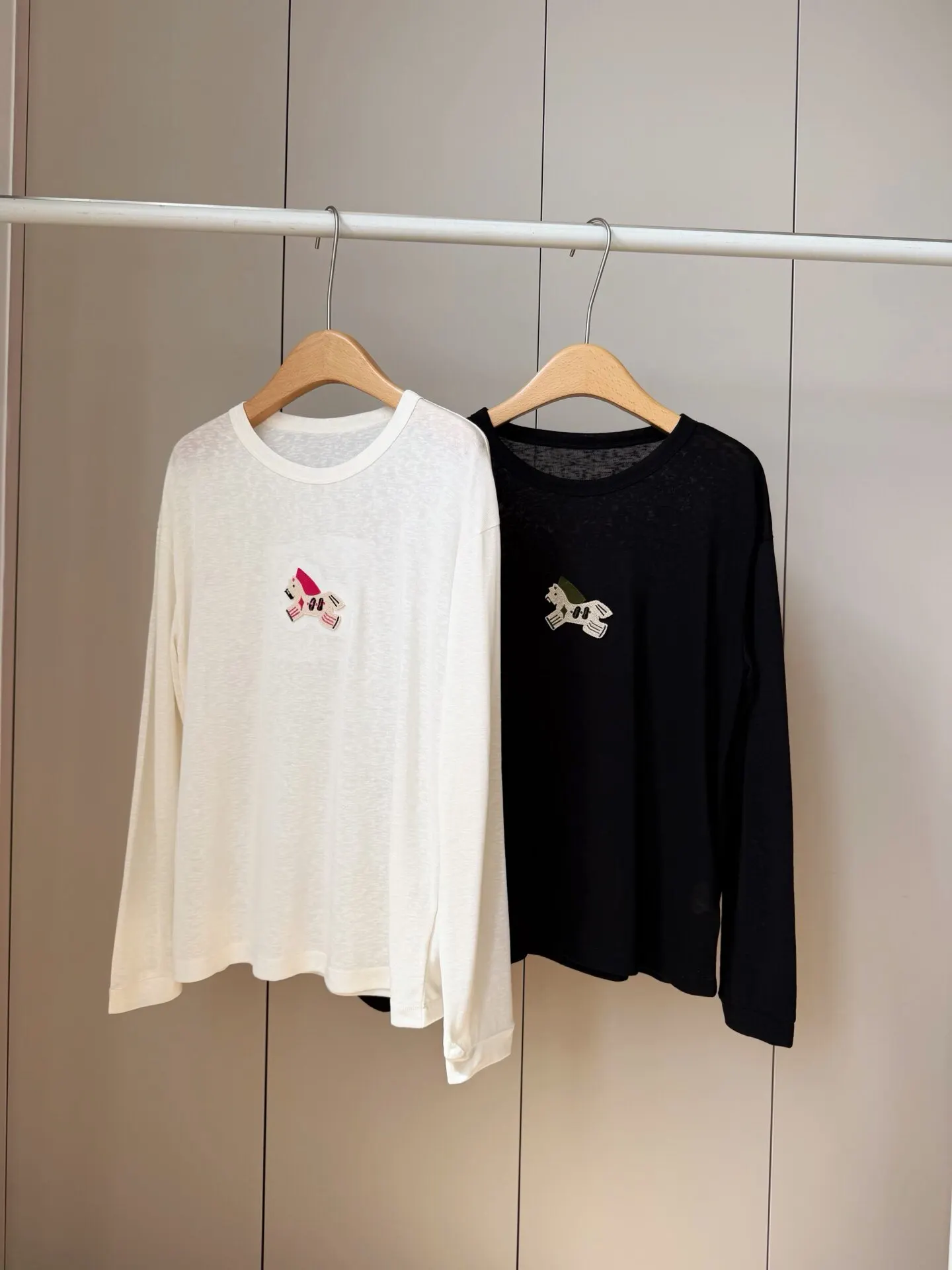 

Summer New Korean Style Casual Loose Long Sleeve Patch T-Shirt Women's Breathable Cotton Sun Protection Shirt