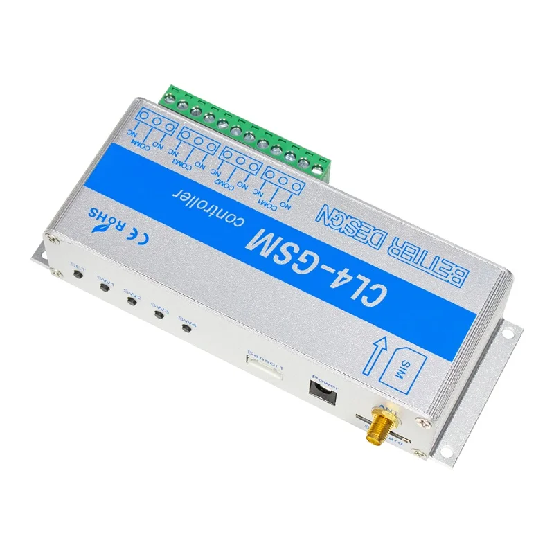 4 قناة التتابع CL4-GSM SMS GSM APP وحدة تحكم لاسلكية GSM استقبال ومفتاح بوابة/فتحة الباب المشغل لإنذار المنزل الأمن